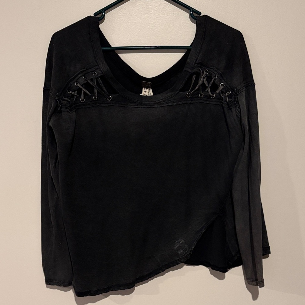 Black Lace-Up asymmetrical Top